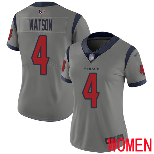 Houston Texans Limited Gray Women Deshaun Watson Jersey NFL Football #4 Inverted Legend->youth nfl jersey->Youth Jersey